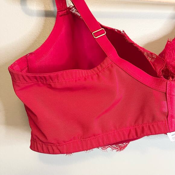 Cacique Women's Red Lace Lingerie Full Coverage Push-Up Bra Size 46DD - Picture 9 of 13